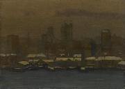 unknow artist River Front, New York, in Winter painting